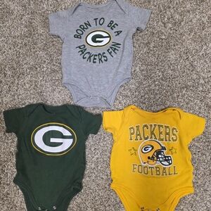 NFL Packers Baby Bodysuit Trio - Gray, Green, Yellow